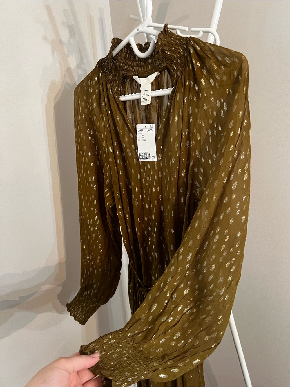 H&M Olive Green Maxi Dress with Subtle Dot Print - Picture 11 of 11